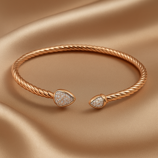 Moissanite Heart Bangle – 925 Silver | Available in Gold & Silver