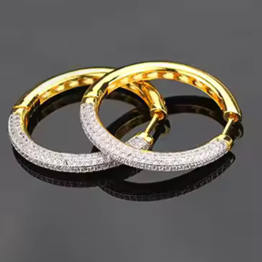 Gold Paved Zircon Hoop Earrings - Classic Glamour Redefined