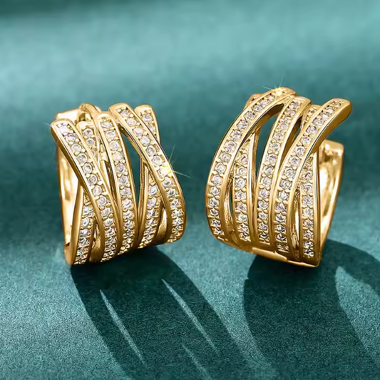 Multi-Layer Zircon Gold Hoop Earrings - Classic Statement Style